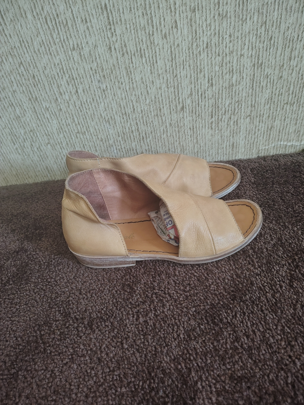 Free People Mont Blanc Assymetrical Sandals, Beige Soft Leather, Sz 38 - Picture 5 of 12